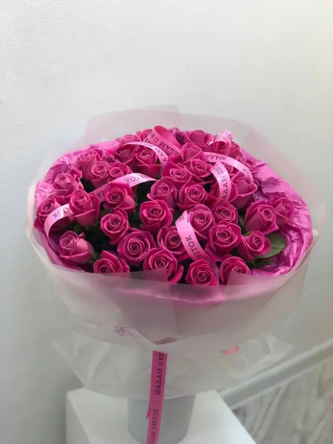 Букет из 41 Крымской розы сорта Аква фото